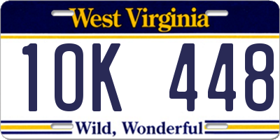 WV license plate 1OK448