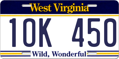 WV license plate 1OK450