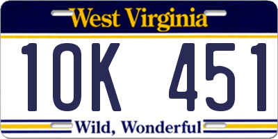 WV license plate 1OK451