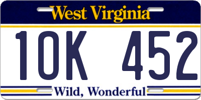 WV license plate 1OK452