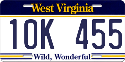 WV license plate 1OK455