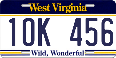 WV license plate 1OK456