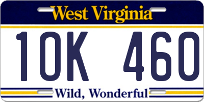 WV license plate 1OK460
