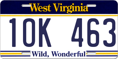 WV license plate 1OK463