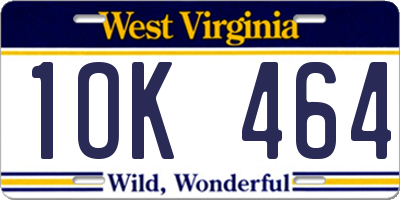 WV license plate 1OK464