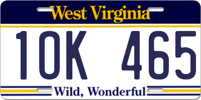 WV license plate 1OK465