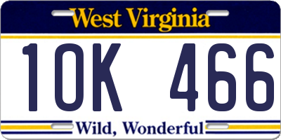 WV license plate 1OK466