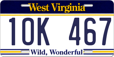 WV license plate 1OK467