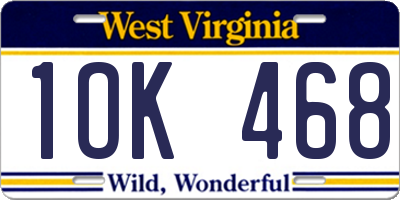 WV license plate 1OK468