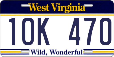 WV license plate 1OK470