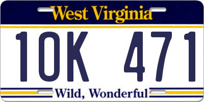 WV license plate 1OK471