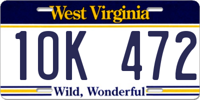WV license plate 1OK472