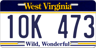 WV license plate 1OK473
