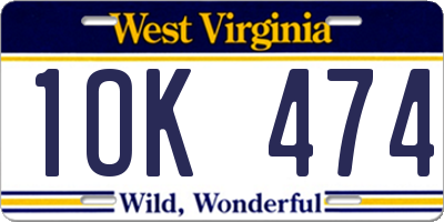 WV license plate 1OK474