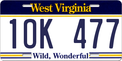 WV license plate 1OK477