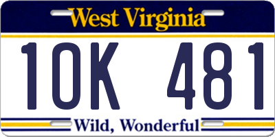 WV license plate 1OK481