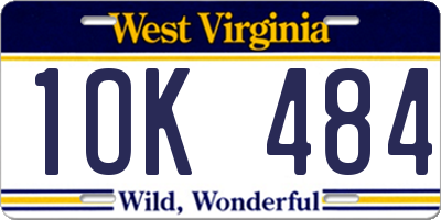 WV license plate 1OK484