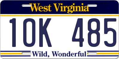 WV license plate 1OK485
