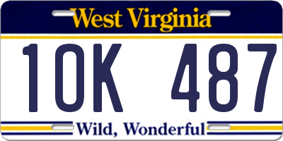 WV license plate 1OK487