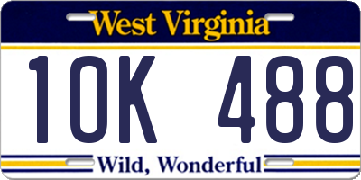 WV license plate 1OK488