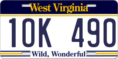 WV license plate 1OK490