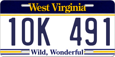 WV license plate 1OK491