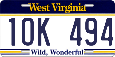 WV license plate 1OK494
