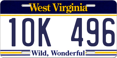 WV license plate 1OK496
