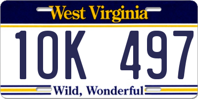 WV license plate 1OK497