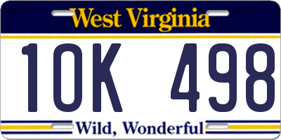 WV license plate 1OK498