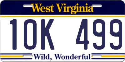 WV license plate 1OK499