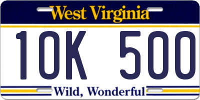 WV license plate 1OK500