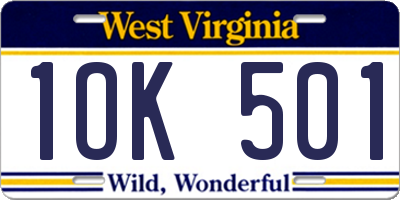 WV license plate 1OK501