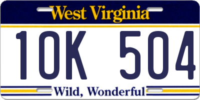 WV license plate 1OK504