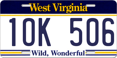 WV license plate 1OK506