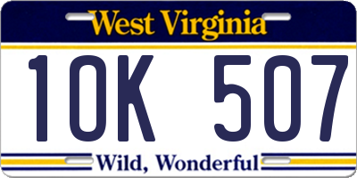 WV license plate 1OK507