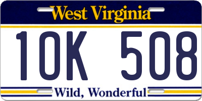 WV license plate 1OK508