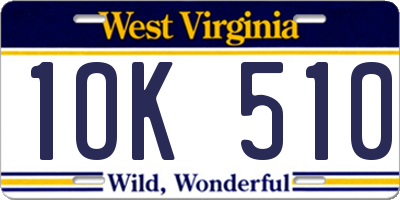 WV license plate 1OK510