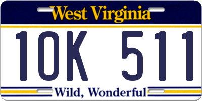 WV license plate 1OK511