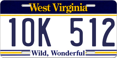 WV license plate 1OK512