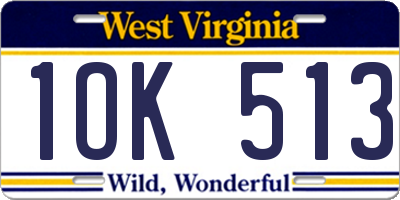 WV license plate 1OK513