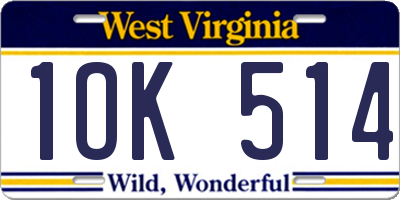 WV license plate 1OK514