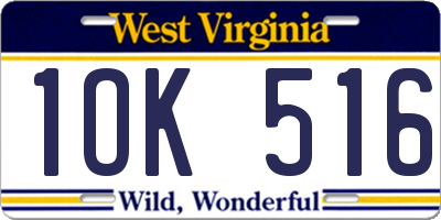 WV license plate 1OK516