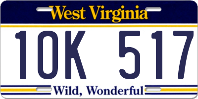 WV license plate 1OK517