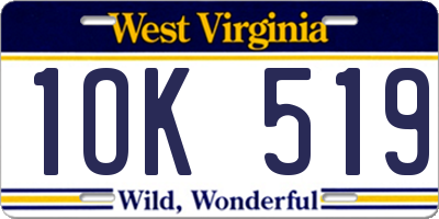 WV license plate 1OK519