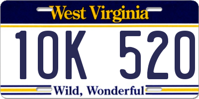 WV license plate 1OK520