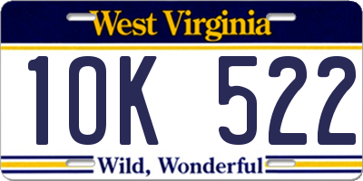 WV license plate 1OK522