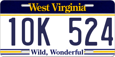 WV license plate 1OK524