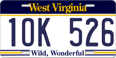 WV license plate 1OK526