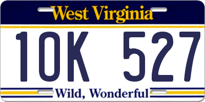 WV license plate 1OK527